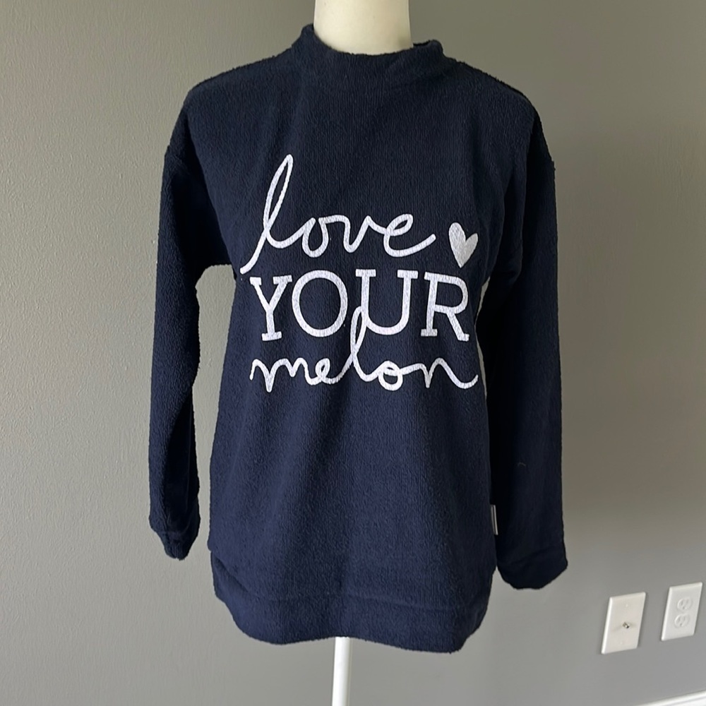 Love Your Melon Mock Neck Wooly Threads Blue Sweatshirt New